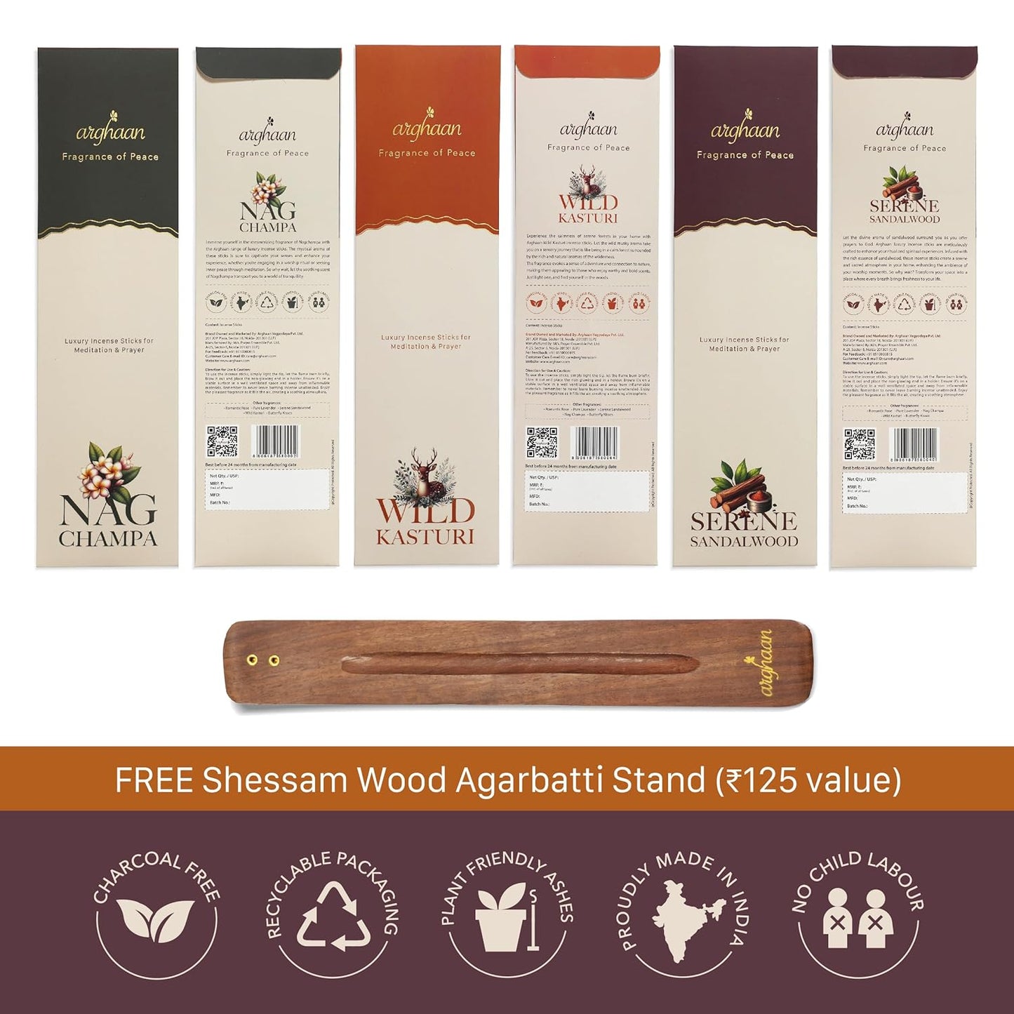 Arghaan Charcoal-Free Luxury Incense Sticks for Meditation, Prayer & Relaxation | Natural Aromatic Incense for Home & Office | Eco-Friendly, Low Smoke Fragrance for Calm & Wellness