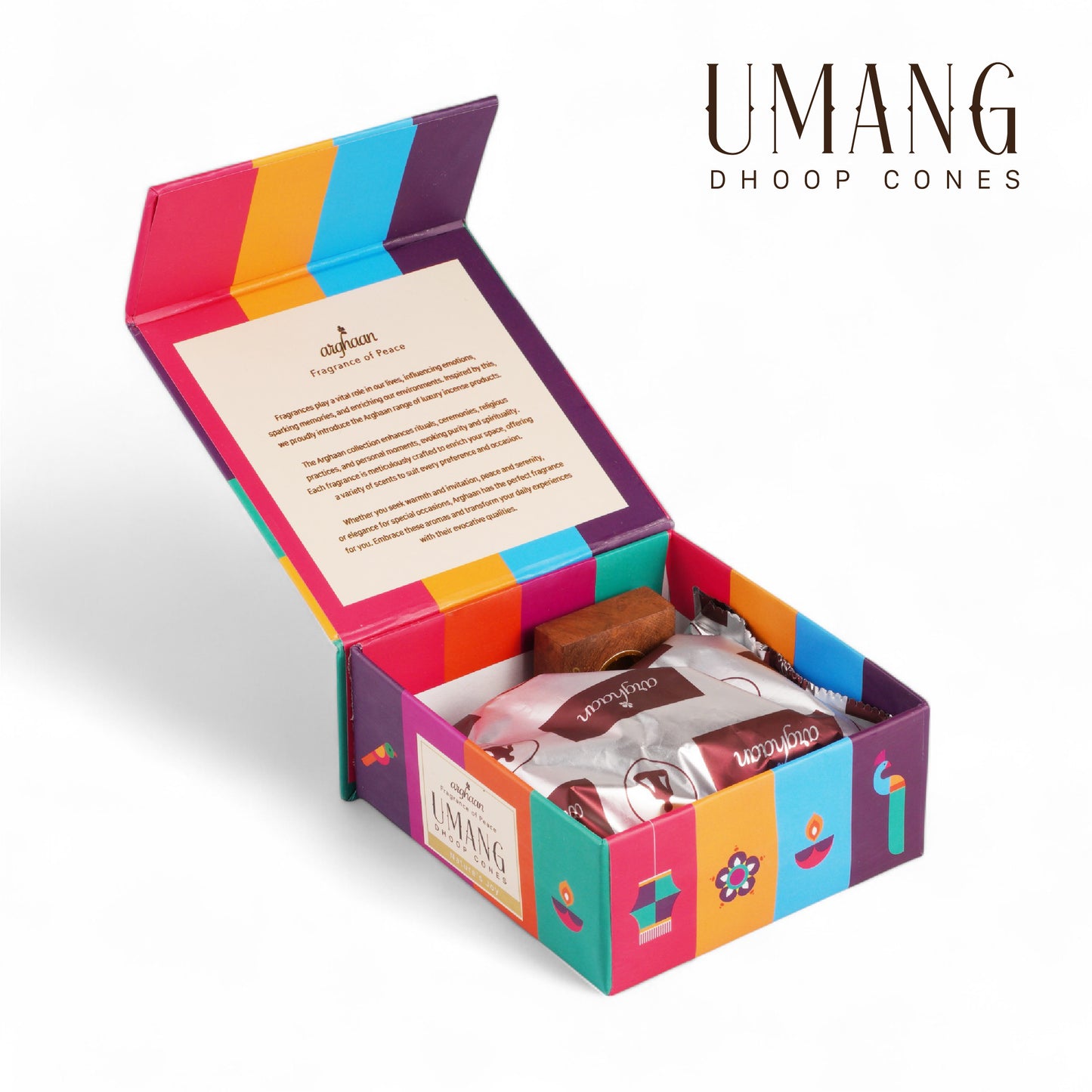 Umang, Nature's Joy Dhoop Cones – 100% Charcoal-Free | Free- Wooden Stand | 40 Premium Dhoop Cones | Best for Pooja, Meditation & Relaxation | For Home, Office & Spiritual Calm