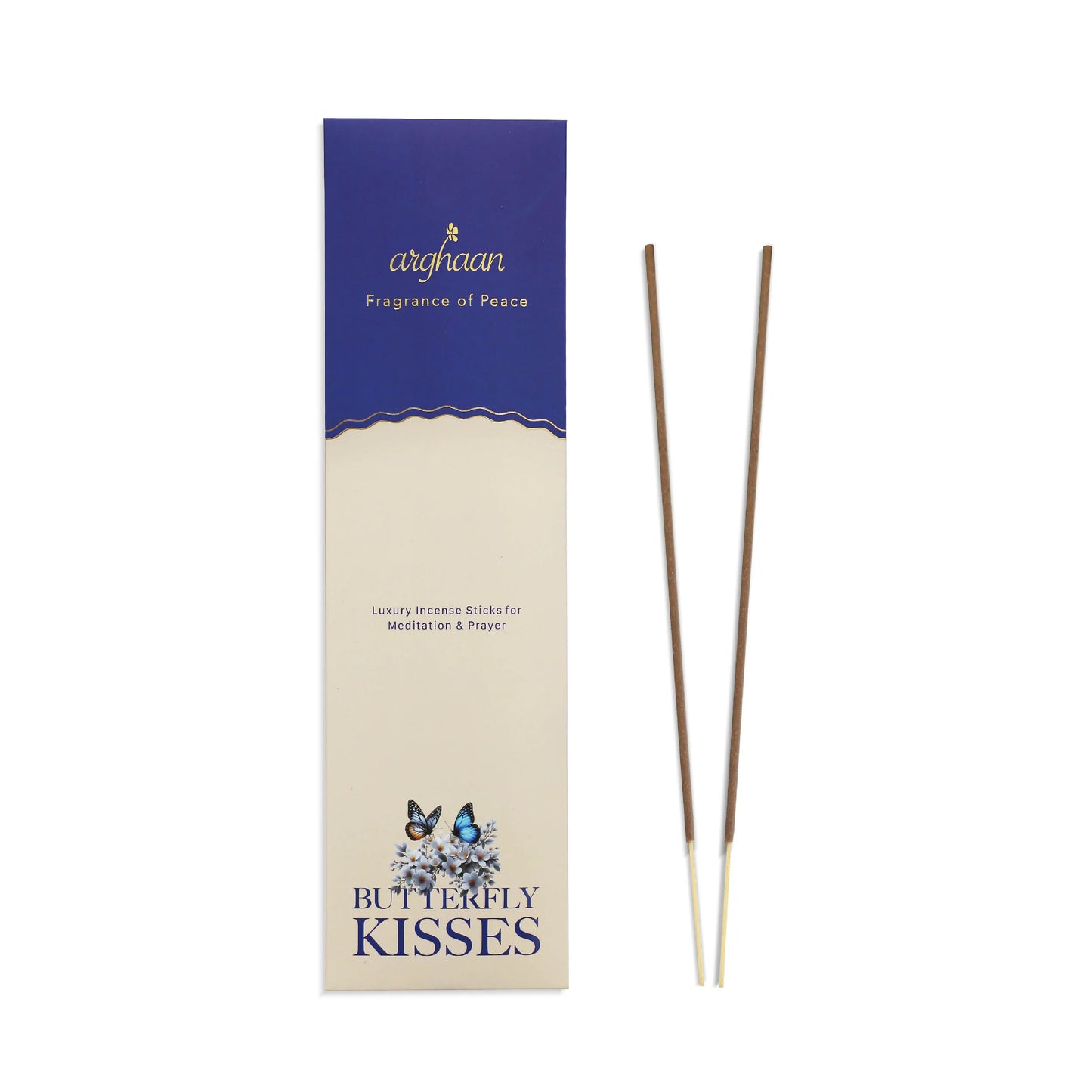 Butterfly Kisses Premium Incense Sticks – 100% Charcoal-Free | 27 Eco-Friendly Sticks for Pooja, Meditation, Prayer & Relaxation | Low Smoke Natural Sweet Incense for Home & Spiritual Calm