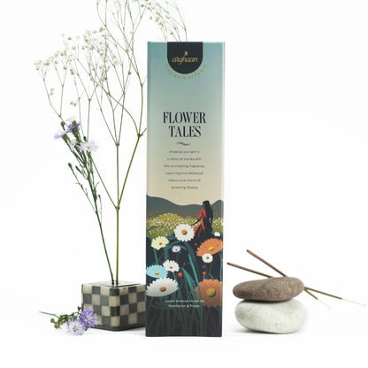 Flower Tales Luxury Incense Sticks – 100% Charcoal-Free | 51 Eco-Friendly Sticks for Pooja, Meditation, Prayer & Floral Tranquility | Low Smoke Natural Incense for Home & Relaxation