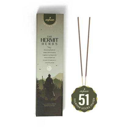 Hermit Herbs Luxury Incense Sticks – 100% Charcoal-Free | 51 Eco-Friendly Sticks for Pooja, Meditation, Prayer & Reflection | Low Smoke Natural Incense for Home & Spiritual Serenity