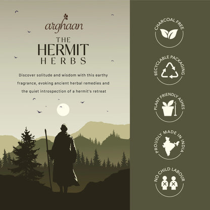 Hermit Herbs Luxury Incense Sticks – 100% Charcoal-Free | 51 Eco-Friendly Sticks for Pooja, Meditation, Prayer & Reflection | Low Smoke Natural Incense for Home & Spiritual Serenity