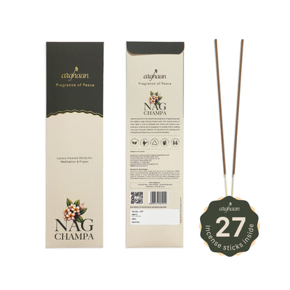 Nag Champa Premium Incense Sticks – 100% Charcoal-Free | 27 Eco-Friendly Sticks for Pooja, Meditation, Prayer & Spiritual Calm | Low Smoke Natural Nagchampa Incense for Home & Sacred Spaces