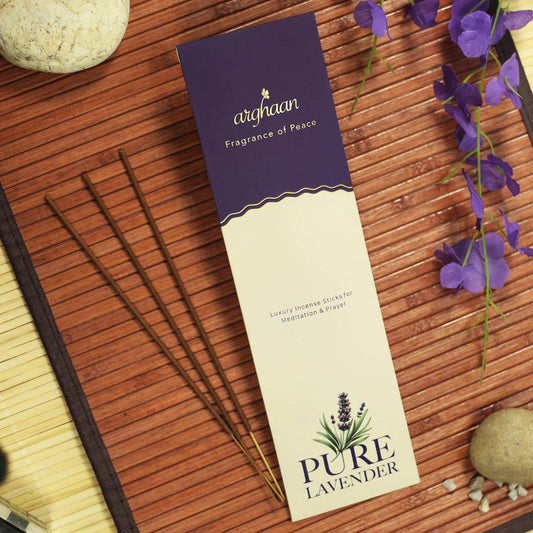 Pure Lavender Premium Incense Sticks – 100% Charcoal-Free | 27 Eco-Friendly Sticks for Pooja, Meditation, Prayer & Relaxation | Low Smoke Natural Lavender Incense for Home & Spiritual Calm