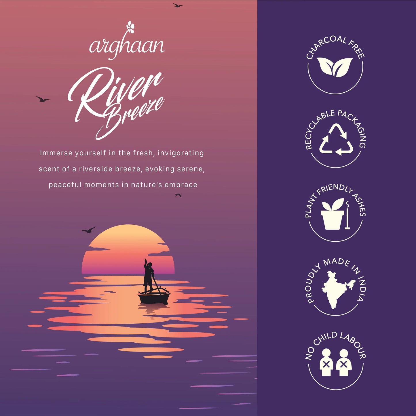 River Breeze Luxury Incense Sticks – 100% Charcoal-Free | 51 Eco-Friendly Sticks for Pooja, Meditation, Relaxation & Nature-Inspired Calm | Low Smoke Natural Incense for Home & Spiritual Use