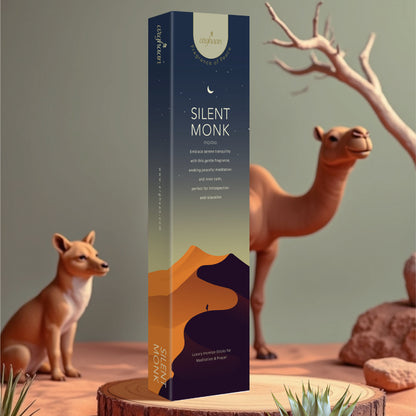 Premium Aromatic Agarbatti for Home & Office | For Meditation & Prayer | Free Sheesham Wood Stand (Silent Monk & River Breeze, Pack of 2)