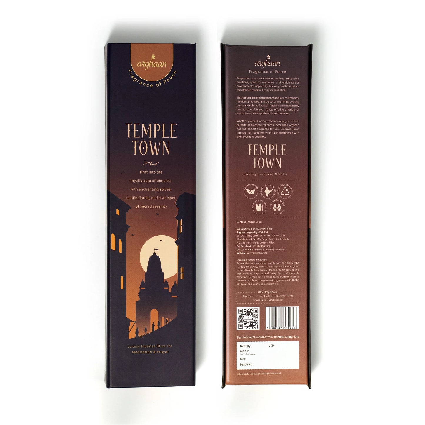 Temple Town Luxury Incense Sticks – 100% Charcoal-Free | 51 Eco-Friendly Sticks for Pooja, Meditation, Prayer & Spiritual Calm | Low Smoke Natural Fragrance for Home & Sacred Spaces