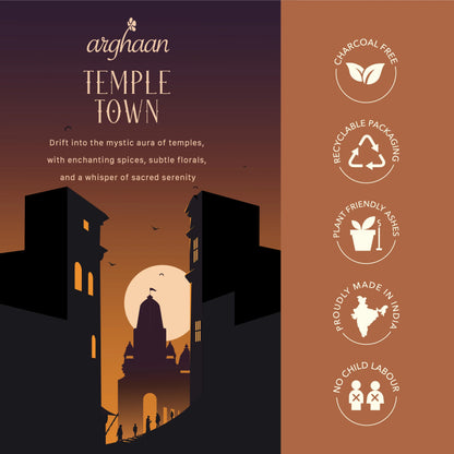 Temple Town Luxury Incense Sticks – 100% Charcoal-Free | 51 Eco-Friendly Sticks for Pooja, Meditation, Prayer & Spiritual Calm | Low Smoke Natural Fragrance for Home & Sacred Spaces