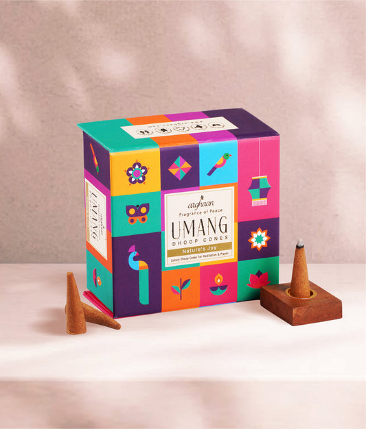 Umang, Nature's Joy Dhoop Cones – 100% Charcoal-Free | Free- Wooden Stand | 40 Premium Dhoop Cones | Best for Pooja, Meditation & Relaxation | For Home, Office & Spiritual Calm