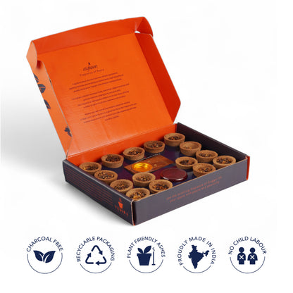 Vedika  Natural Guggul Havan Cups | 15 Havan Pcs +  15 camphor tablets + 1 Free Wooden Stand | Best for Pooja, meditation and air purification