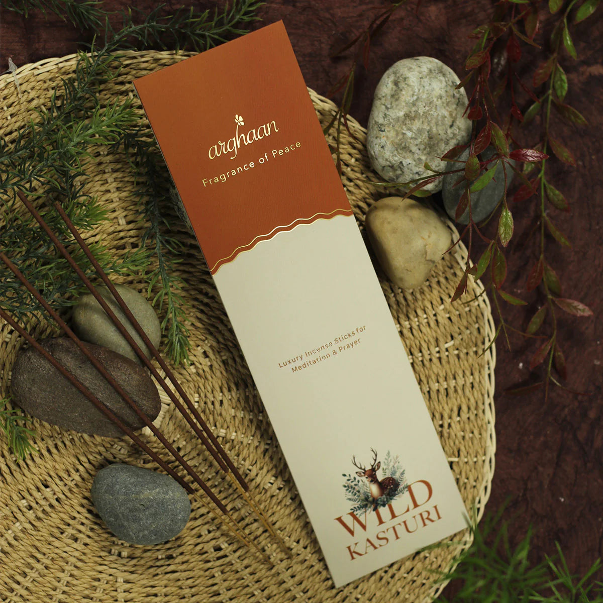 Wild Kasturi Premium Incense Sticks – 100% Charcoal-Free | 27 Eco-Friendly Sticks for Pooja, Meditation, Prayer & Earthy Tranquility | Low Smoke Natural Kasturi Incense for Home & Spiritual Calm