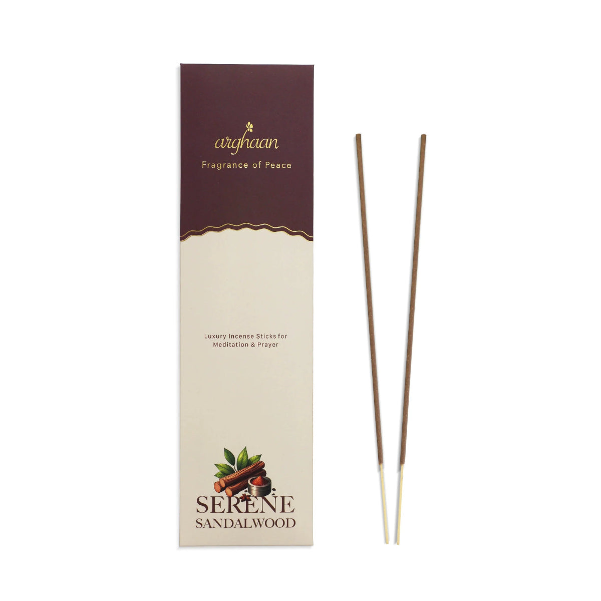 Serene Sandalwood Premium Incense Sticks – 100% Charcoal - Free | 27 Eco - Friendly Sticks for Pooja, Meditation, Prayer & Relaxation | Low Smoke Natural Sandalwood Incense for Home & Spiritual Calm - Incense Sticks